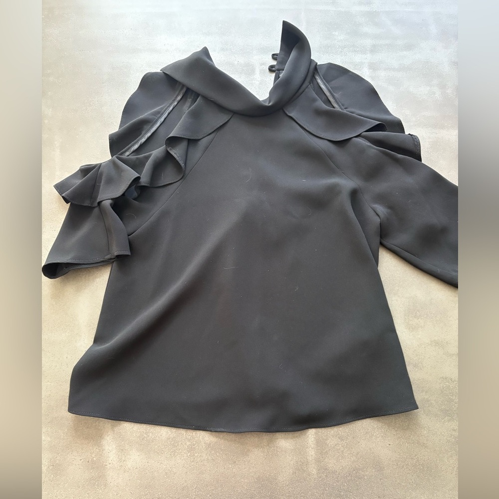 Topshop Black Ruffle Sleeve Blouse